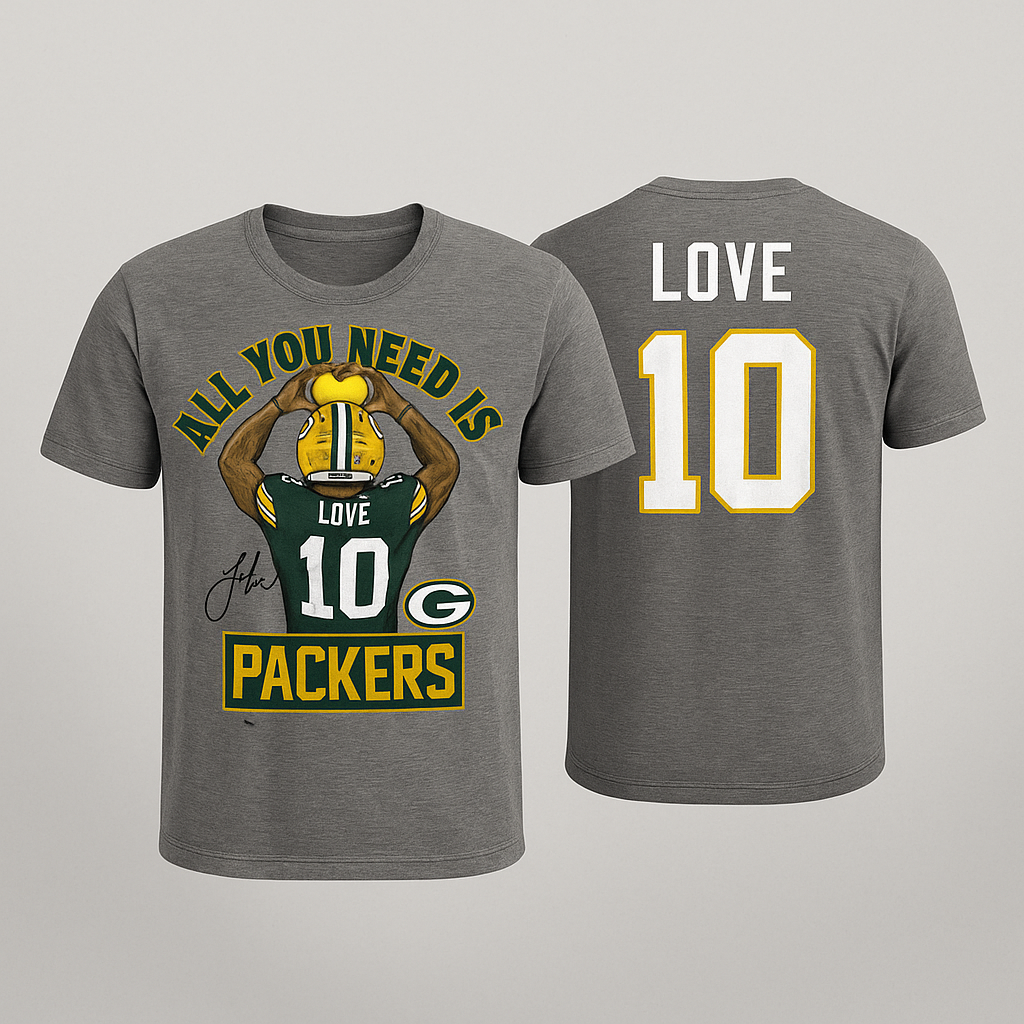 Green Bay Packers “All You Need Is Love” #10 Jordan Love T-Shirt