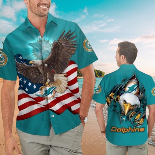 Dolphins Freedom Eagle Tropical Aloha Shirt
