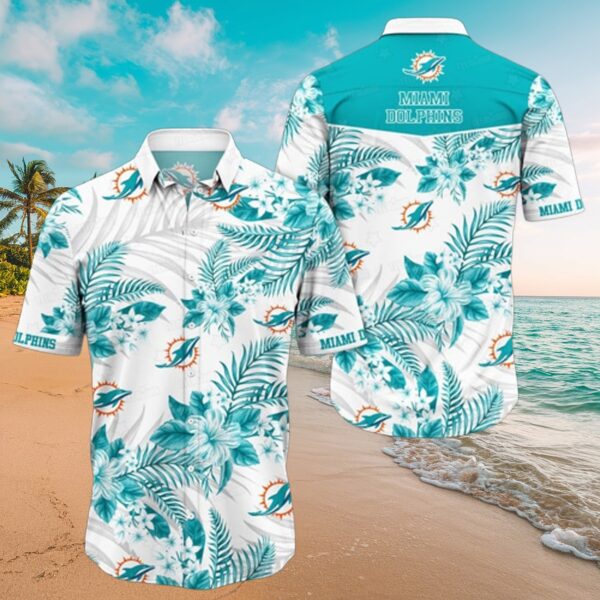 Dolphins Tropical Floral Aloha Shirt - Miami Fan Button-Up