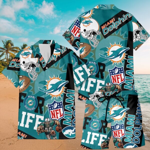 Men's Miami Dolphins For Life Tropical Button-Up Shirt - Image 4