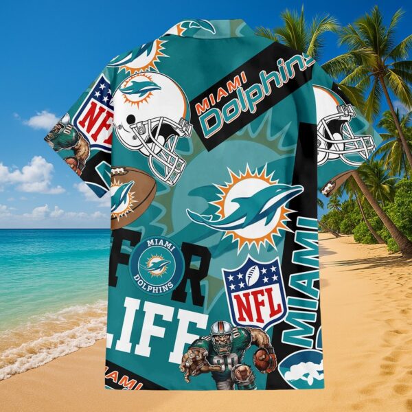 Men's Miami Dolphins For Life Tropical Button-Up Shirt - Image 5