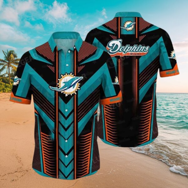 Miami Dolphins Dynamic TriWave Print Hawaiian Shirt