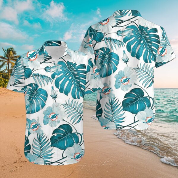 Miami Dolphins Monstera & Floral Tropical Button-Up Shirt