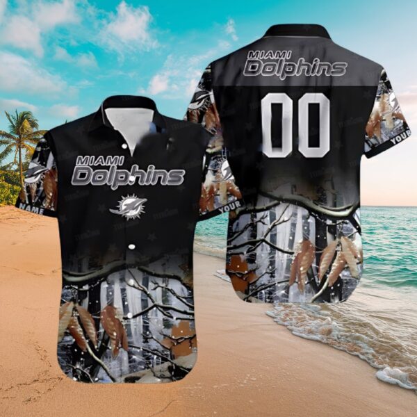 Miami Dolphins NFL Winter Camo Tropical Button Up Shirt