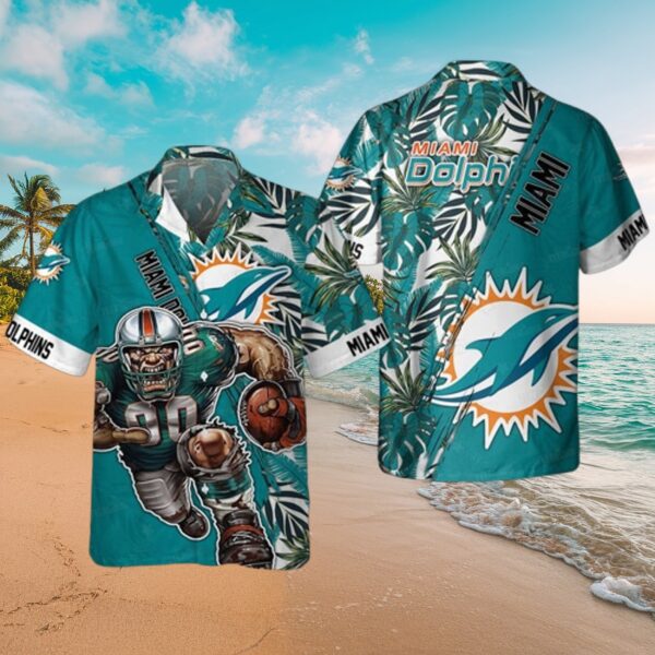 Miami Dolphins Spirit Tropical Fan Button-Up Shirt