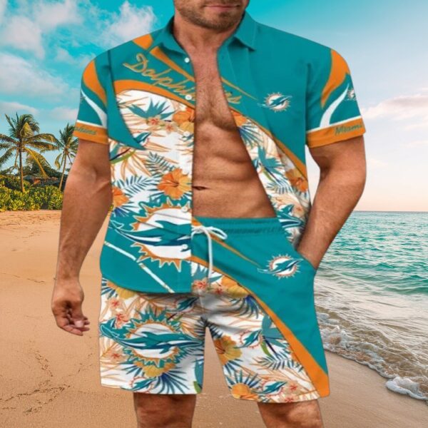 Miami Dolphins Tropical Breeze Hawaiian Shirt & Shorts Set