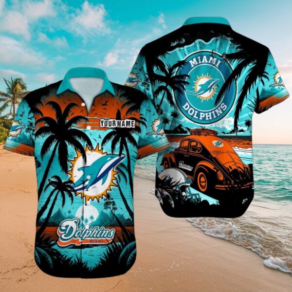 Miami Dolphins Tropical Car Personalized Aloha Shirt