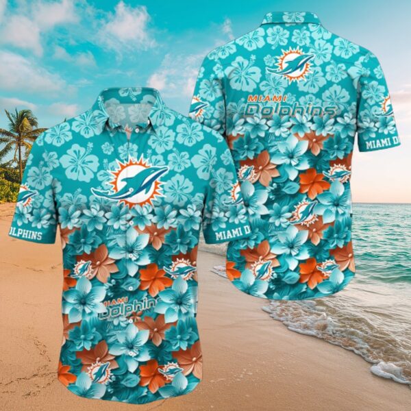 Miami Dolphins Tropical Floral Aloha Button-Up