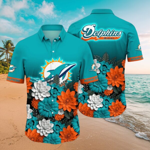 Miami Dolphins Tropical Garden Floral Aloha Shirt