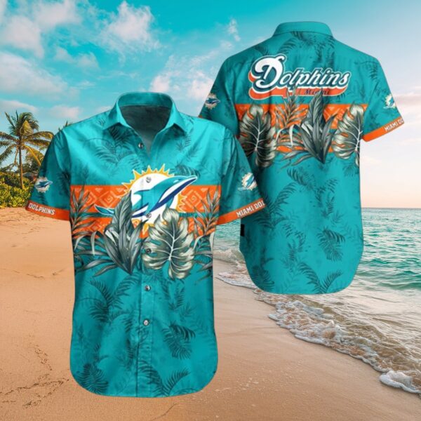 Miami Dolphins Tropical Leaf Aloha Shirt - Fan Gear