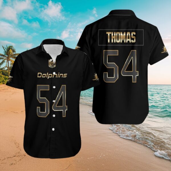Thomas 54 Miami Dolphins Black Aloha Shirt NFL