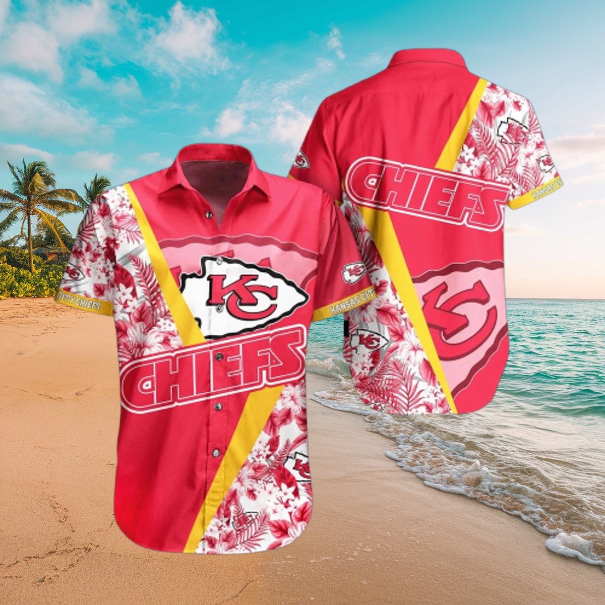 Chiefs Kingdom with red and tropical Hawaiian Shirt