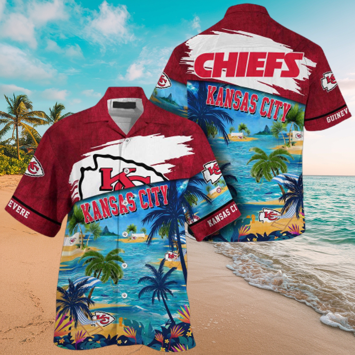 Chiefs Ocean Breeze Customizable Hawaiian Shirt