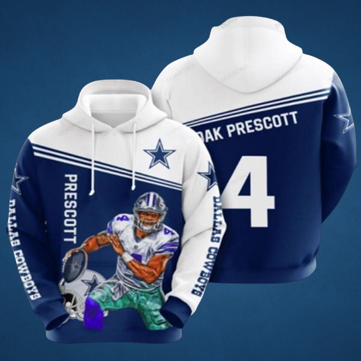 Dak Prescott #4 Dallas Cowboys 3D All-Over Print NFL Hoodie