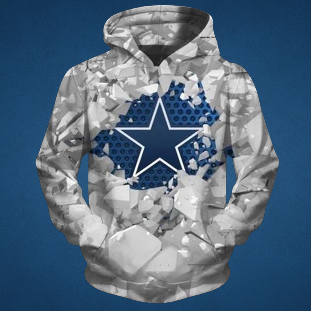 Dallas Cowboys Ice Shatter 3D All-Over Print Pullover Hoodie
