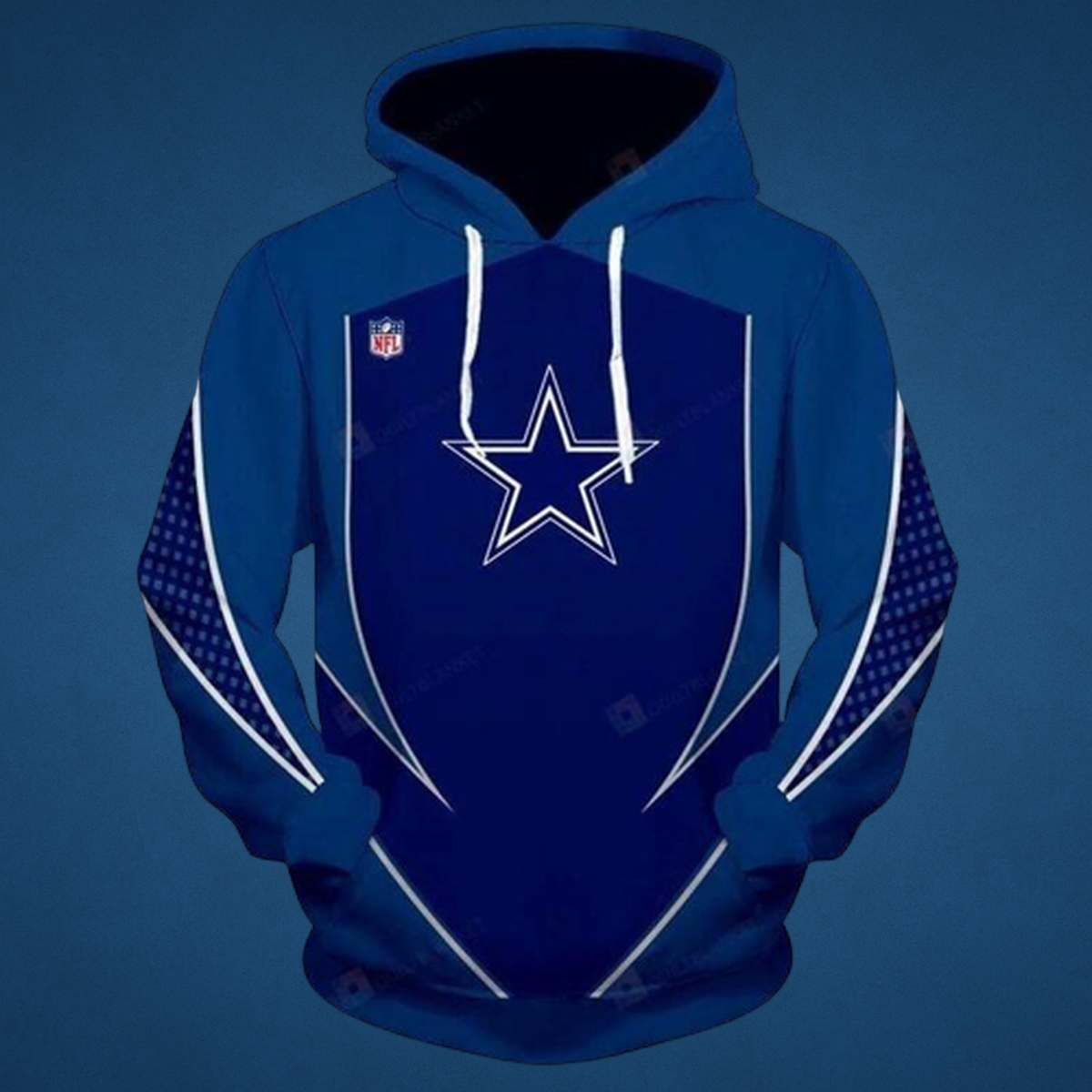 Dallas Cowboys 3D Chevron Shield All-Over Print NFL Hoodie