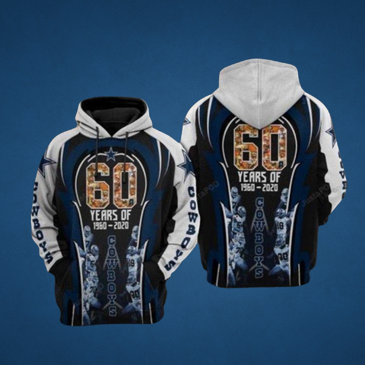 dallas cowboys 60 year awesome 3d hoodie