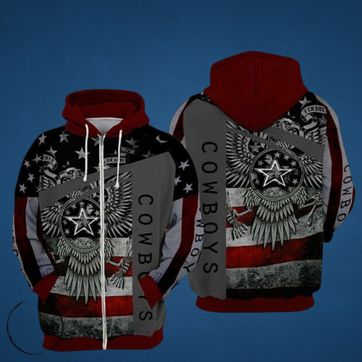 Dallas Cowboys 3D Flag Full-Zip Fan Hoodie
