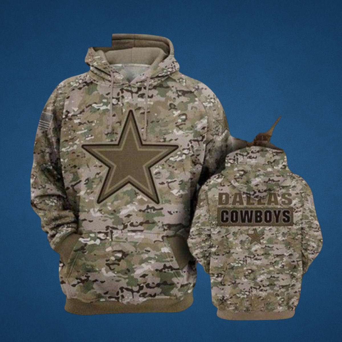 Dallas Cowboys Camo Star NFL Pullover Hoodie