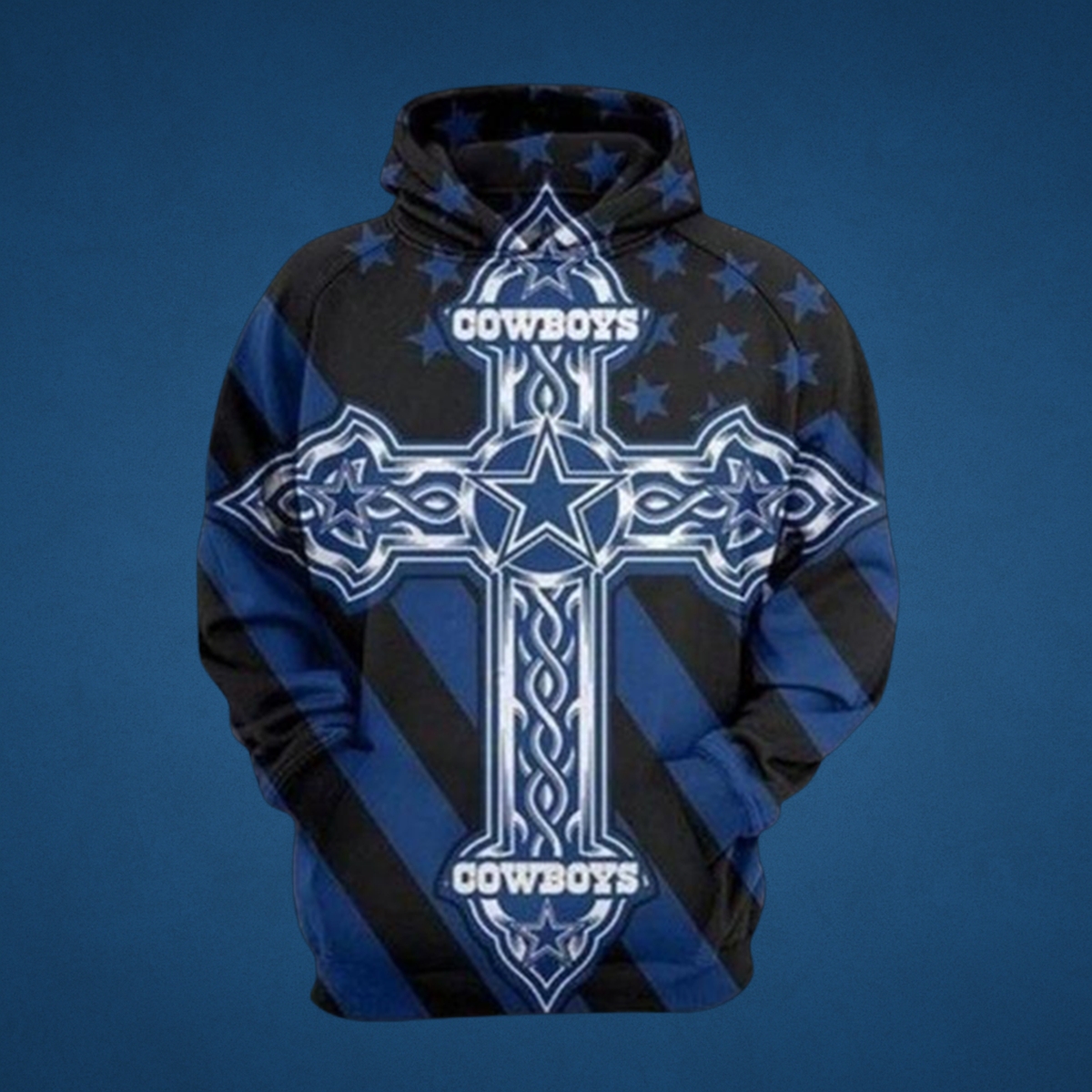 Dallas Cowboys Cross All Over Print Pullover Hoodie