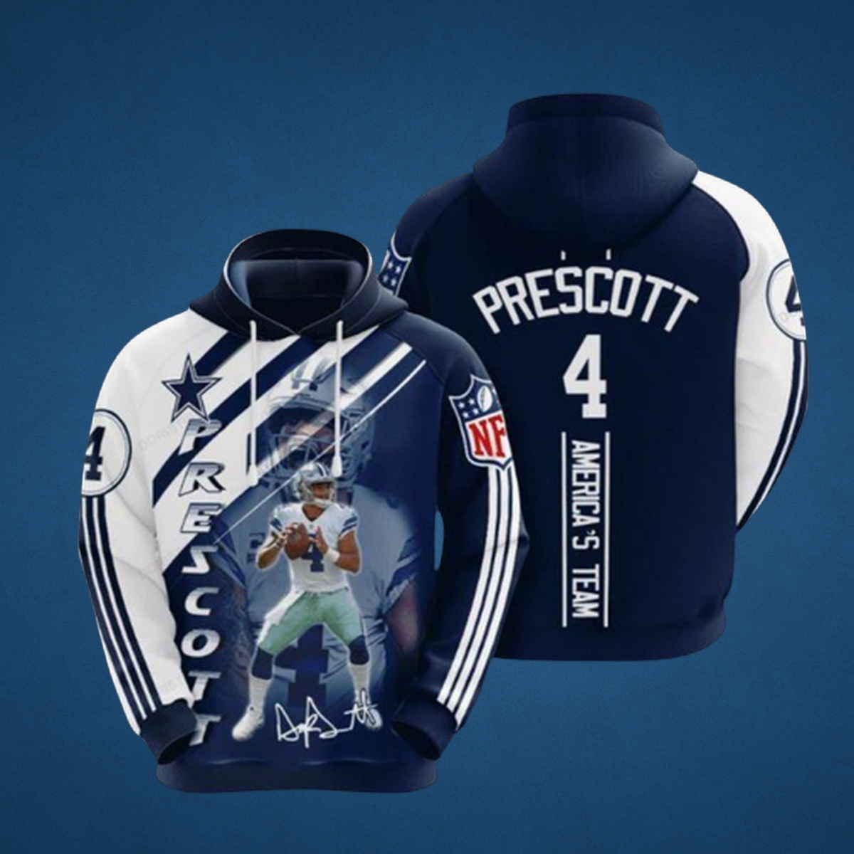 Dak Prescott Cowboys All-Over Print Fan Hoodie