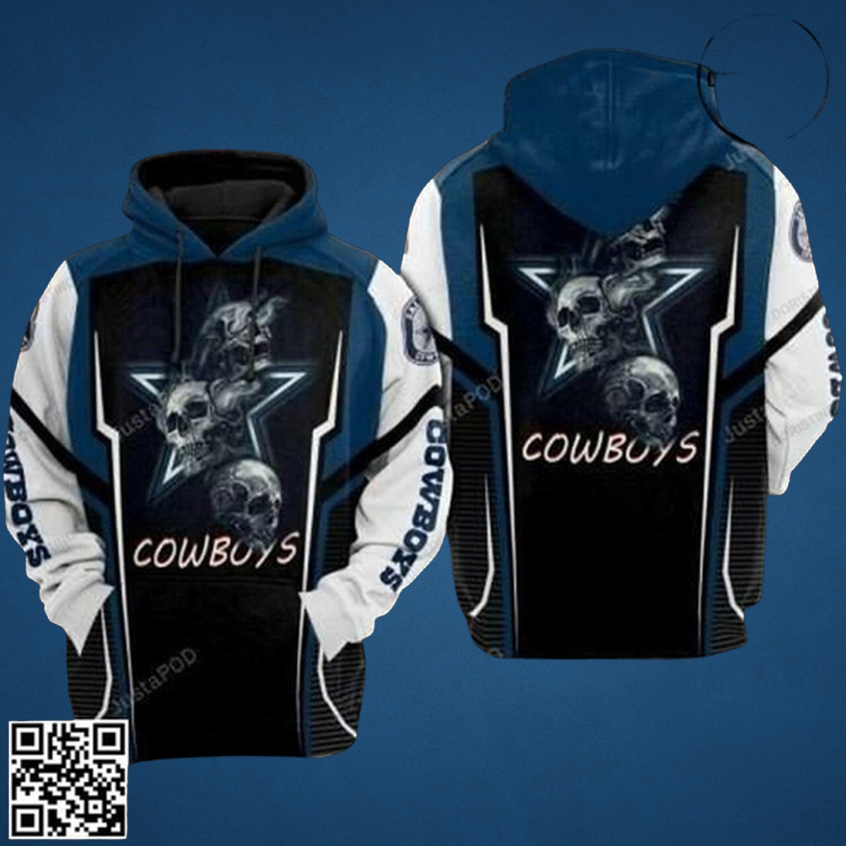 Dallas Cowboys Skull Star Graphic Fan Hoodie