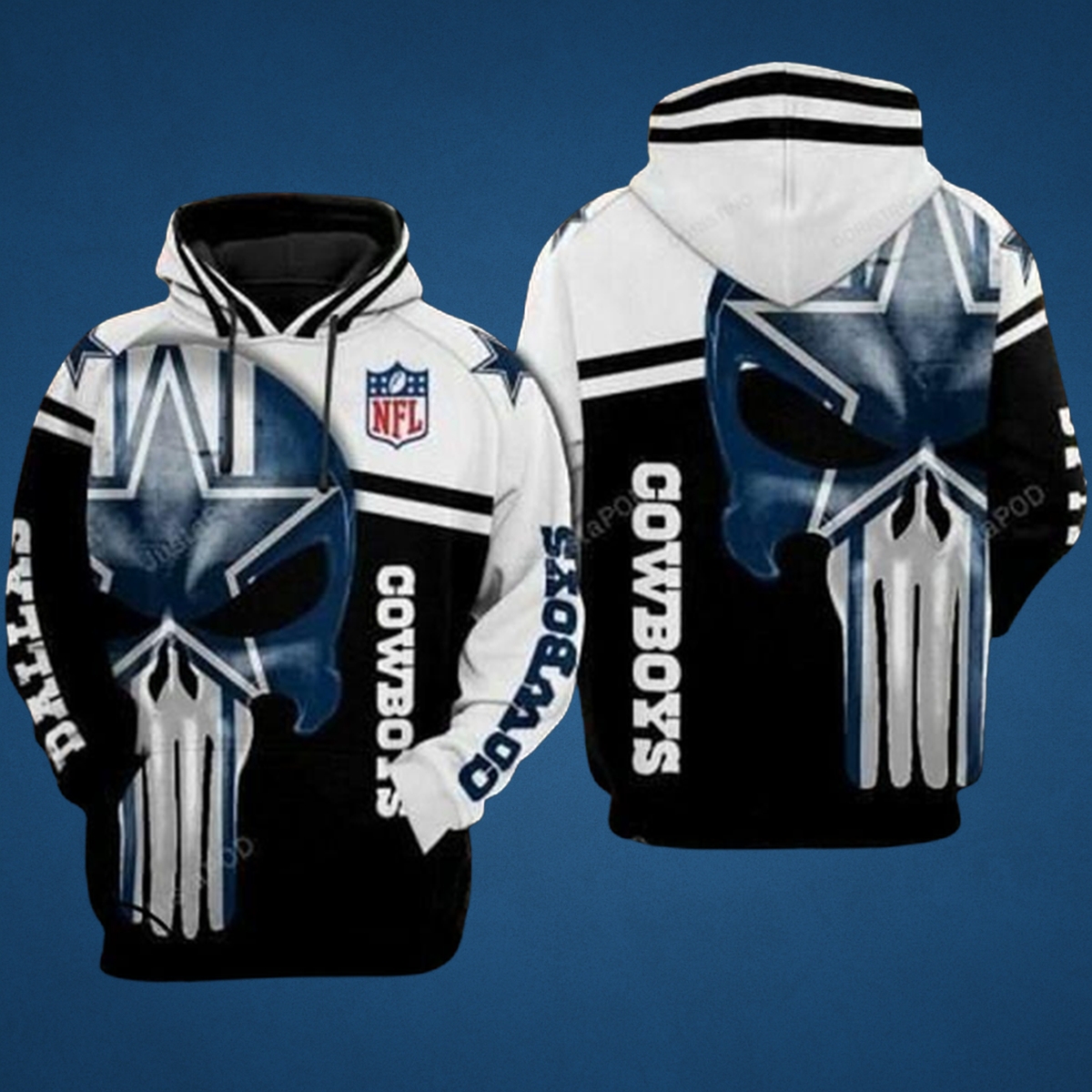 Bold Dallas Cowboys Skull Star Graphic NFL Fan Hoodie