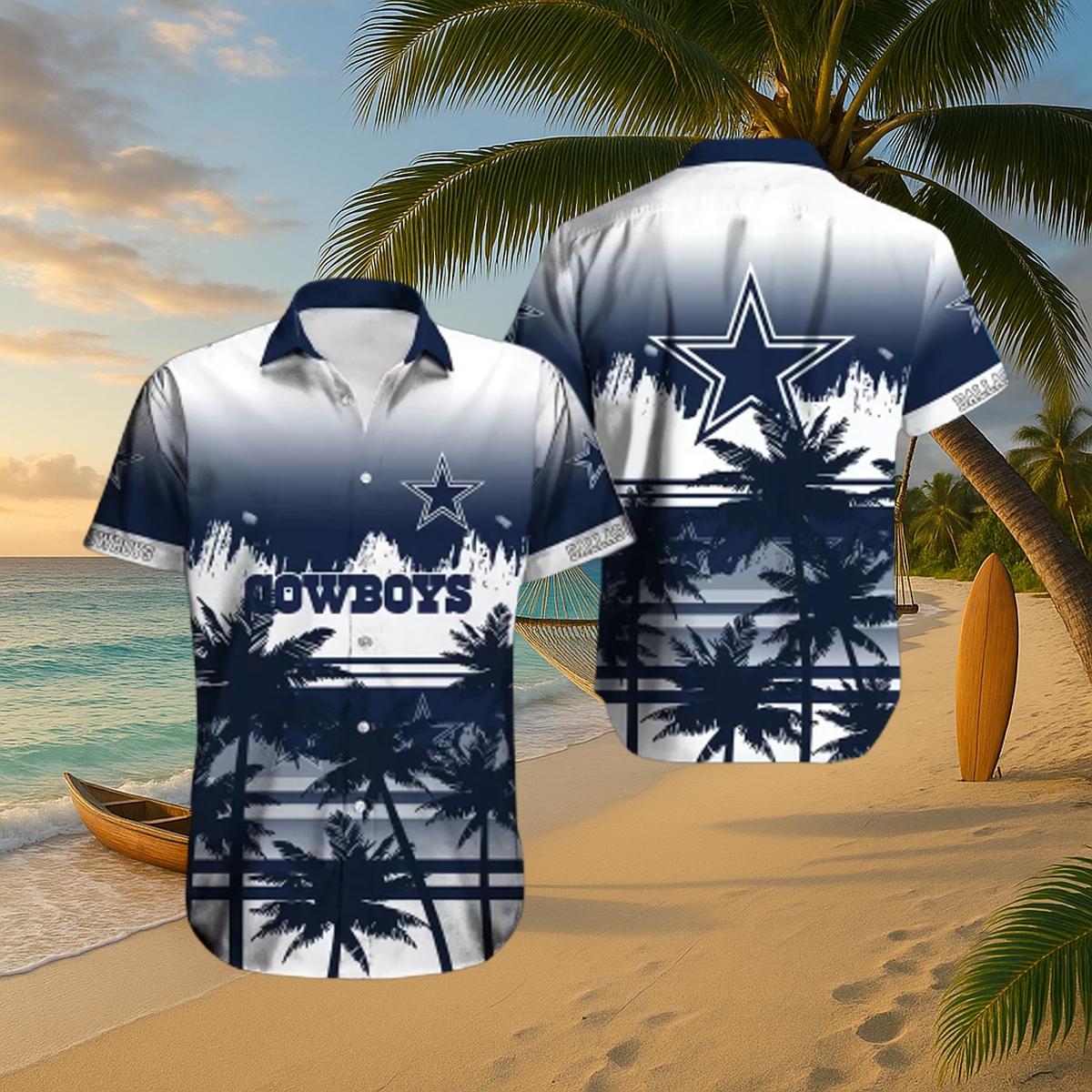 Dallas Cowboys Gradient Palms Hawaiian Shirt – Lightweight Island-Ready Tailgate Essential