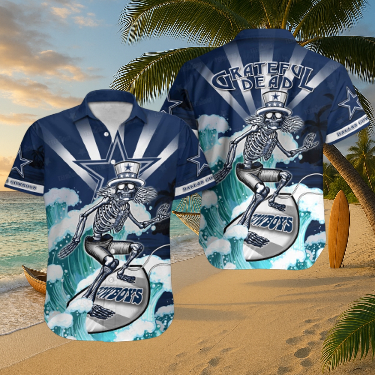 Dallas Cowboys Grateful Dead Surf Hawaiian Shirt – Limited Edition, Catch the Wave & Stay Game-Day Cool