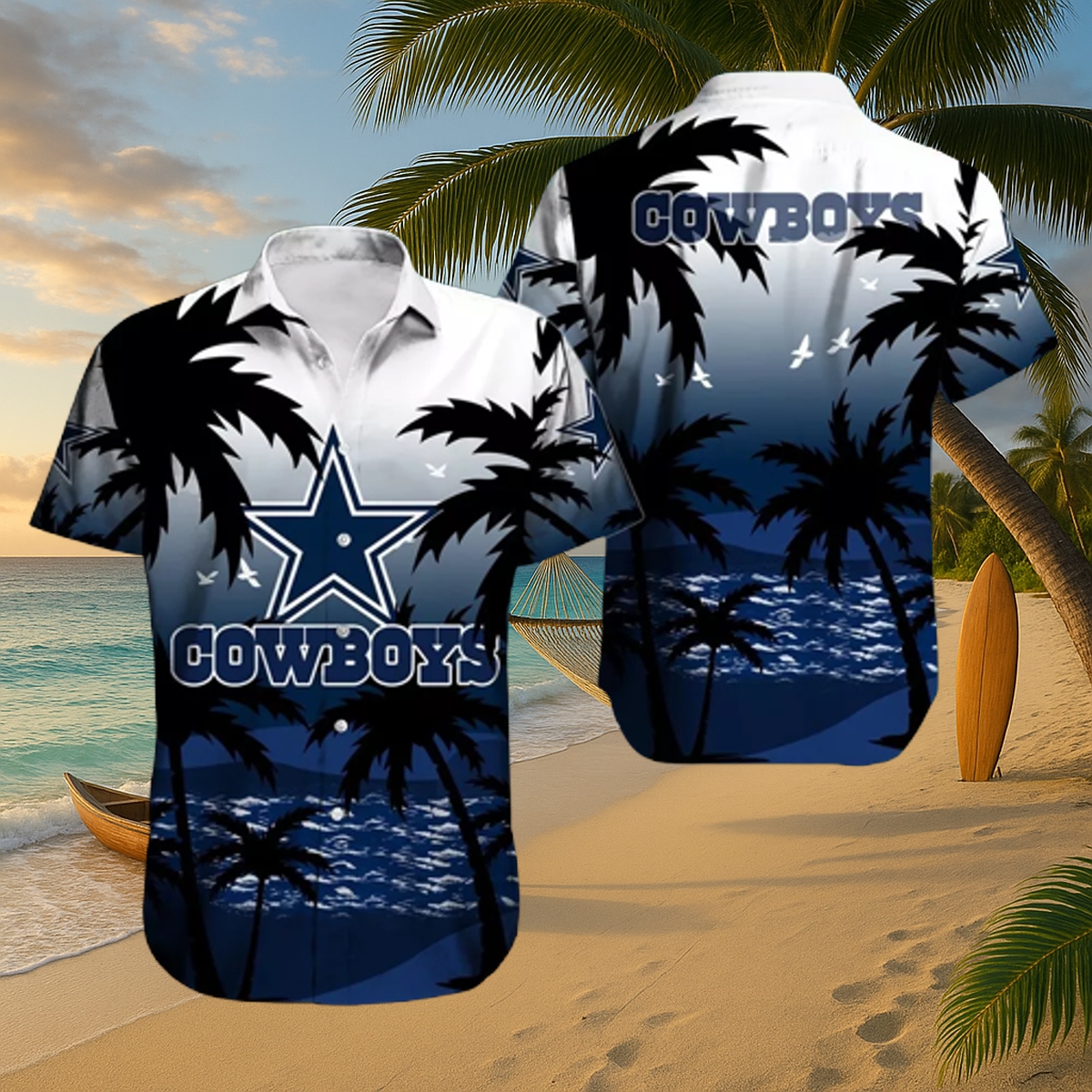 Dallas Cowboys Ocean Breeze Hawaiian Shirt – Lightweight Rayon Game-Day Button-Up