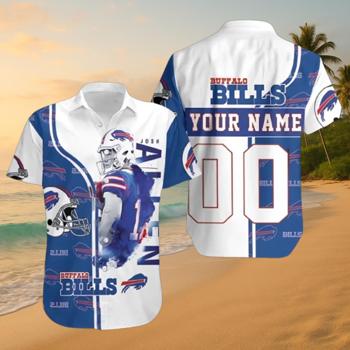Custom Buffalo Bills Josh Allen Hawaiian Shirt – Personalized NFL Aloha Tee