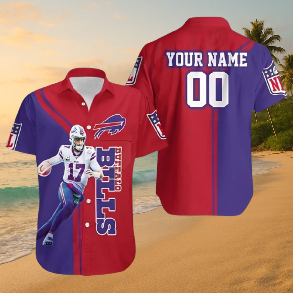 Personalized Buffalo Bills Tropical Quarterback Hawaiian Shirt – Custom NFL Aloha Tee