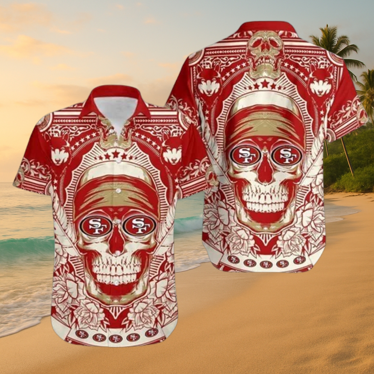 Official San Francisco 49ers Skull Legacy Aloha Hawaiian Shirt – NFL Island Tailgate Gear