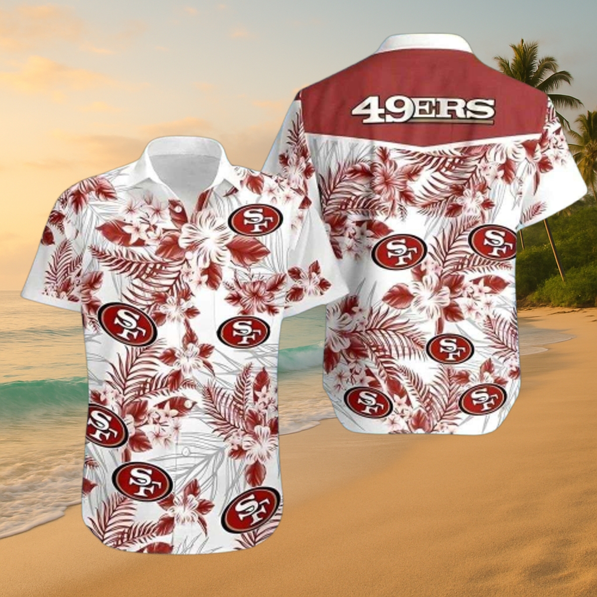 Official San Francisco 49ers White Floral Blitz Hawaiian Shirt – NFL Aloha Gear