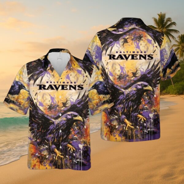 Baltimore Ravens Artistic Raven Hawaiian Shirt Fan Gear