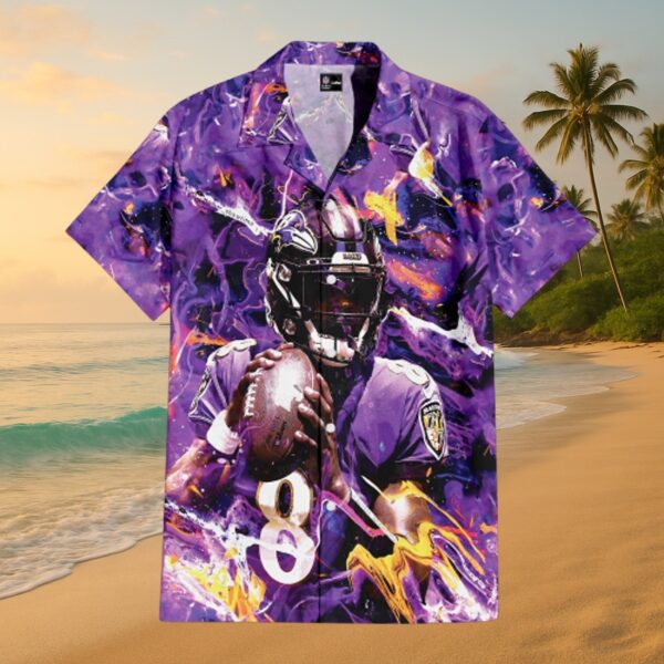 Baltimore Ravens Lamar Jackson Aloha Button-Up Fan Shirt