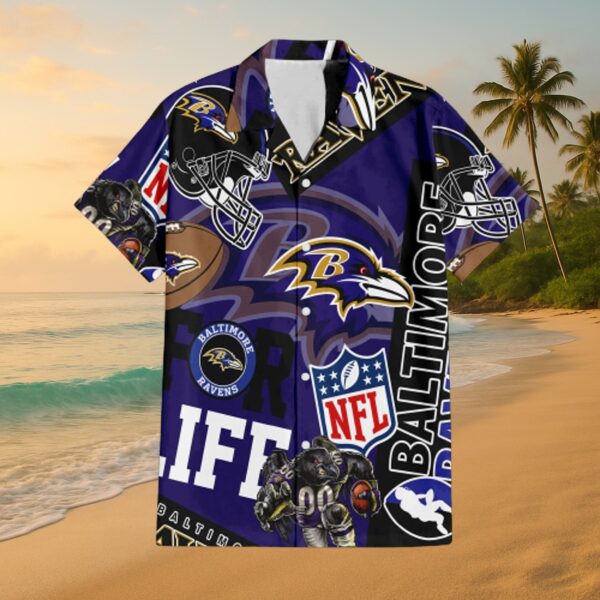 Baltimore Ravens NFL Hawaiian Shirt & Shorts Set - Image 3