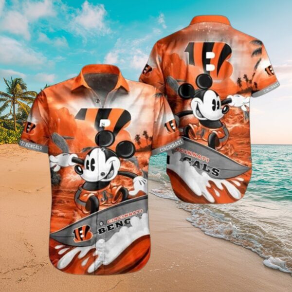 Bengals Mickey Surfing Hawaiian Shirt - NFL Fan Aloha
