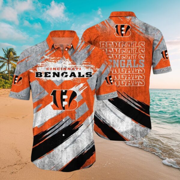 Cincinnati Bengals Abstract Stripe Hawaiian Shirt