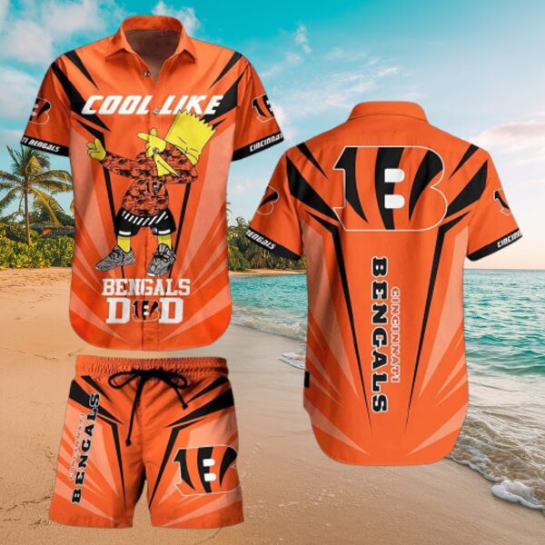Cincinnati Bengals Dad Hawaiian Shirt & Shorts Set