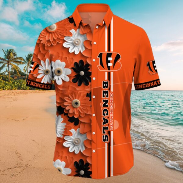 Cincinnati Bengals Floral & Stripe Hawaiian Shirt