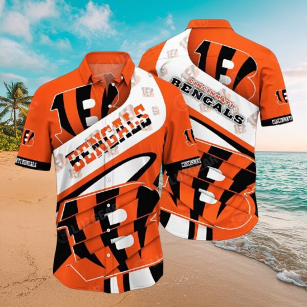 Cincinnati Bengals Orange Tiger Stripe Hawaiian Shirt