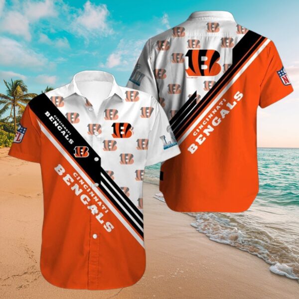 Cincinnati Bengals Stripe NFL Tropical Aloha Shirt