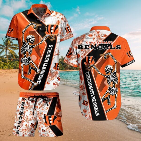 Cincinnati Bengals Tropical Skeleton Hawaiian Set